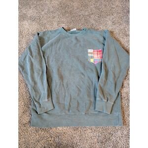 Fraternity Collection Sage Sweatshirt Plaid Patchwork Pocket Womens Large
